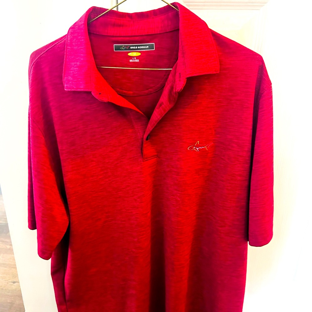 Greg Norman Golf Shirt Mens Large Raspberry Red PlayDry Performance Polo